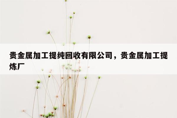 贵金属加工提纯回收有限公司，贵金属加工提炼厂