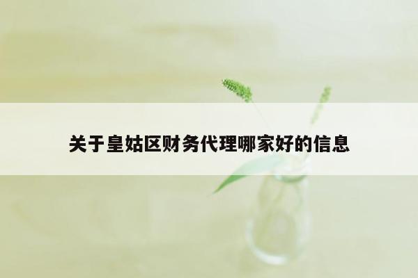 关于皇姑区财务代理哪家好的信息