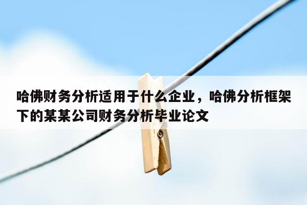 哈佛财务分析适用于什么企业，哈佛分析框架下的某某公司财务分析毕业论文