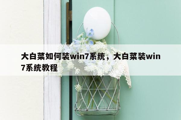 大白菜如何装win7系统，大白菜装win7系统教程