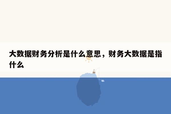 大数据财务分析是什么意思，财务大数据是指什么