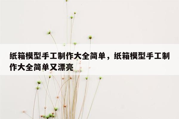 纸箱模型手工制作大全简单，纸箱模型手工制作大全简单又漂亮