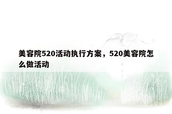 美容院520活动执行方案，520美容院怎么做活动