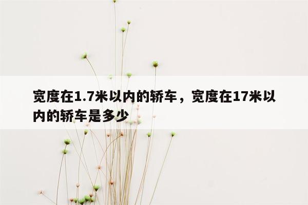 宽度在1.7米以内的轿车，宽度在17米以内的轿车是多少