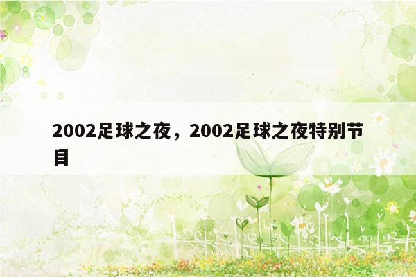 2002足球之夜，2002足球之夜特别节目