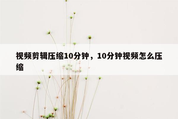 视频剪辑压缩10分钟，10分钟视频怎么压缩