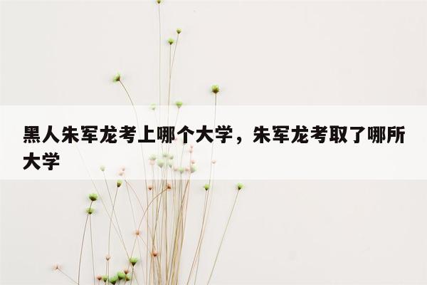 黑人朱军龙考上哪个大学，朱军龙考取了哪所大学