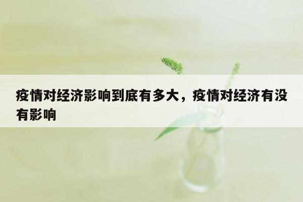 疫情对经济影响到底有多大，疫情对经济有没有影响