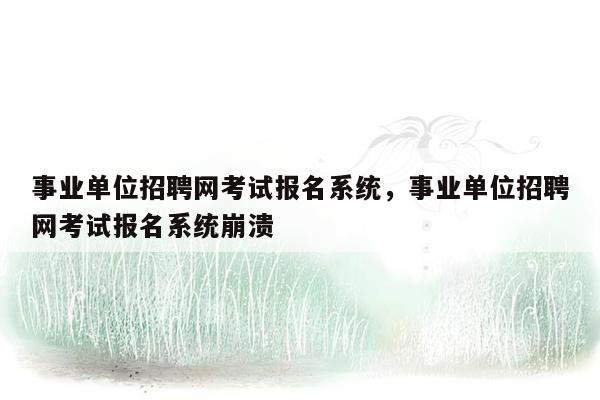 事业单位招聘网考试报名系统，事业单位招聘网考试报名系统崩溃