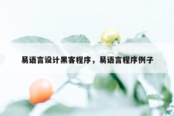 易语言设计黑客程序，易语言程序例子