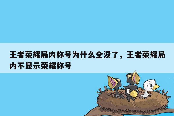 王者荣耀局内称号为什么全没了，王者荣耀局内不显示荣耀称号