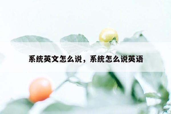 系统英文怎么说，系统怎么说英语