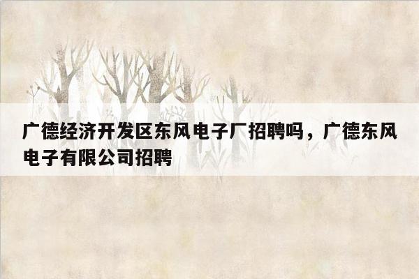 广德经济开发区东风电子厂招聘吗，广德东风电子有限公司招聘