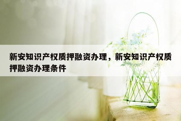 新安知识产权质押融资办理，新安知识产权质押融资办理条件