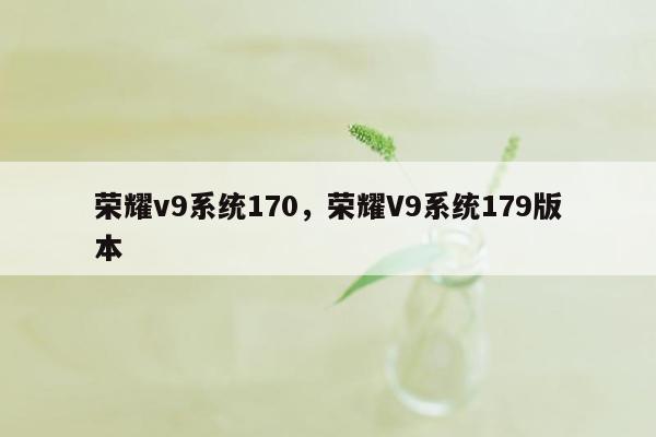 荣耀v9系统170，荣耀V9系统179版本