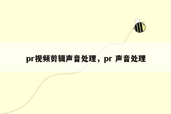 pr视频剪辑声音处理，pr 声音处理