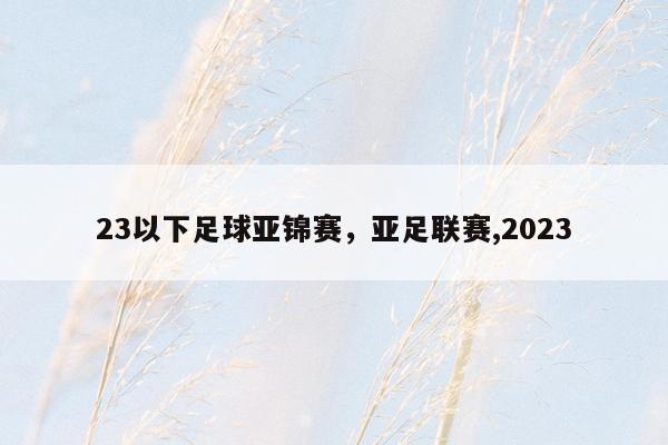 23以下足球亚锦赛，亚足联赛,2023