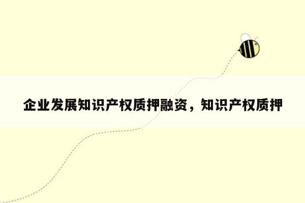 企业发展知识产权质押融资，知识产权质押