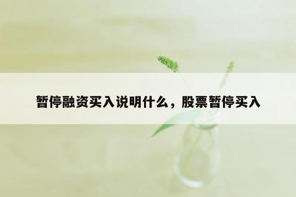 暂停融资买入说明什么，股票暂停买入