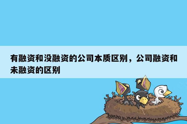 有融资和没融资的公司本质区别，公司融资和未融资的区别