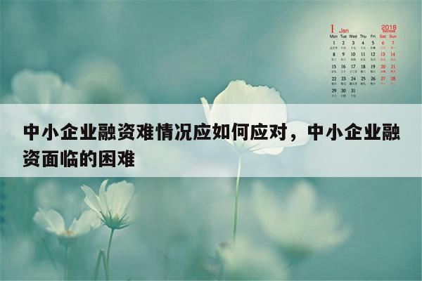 中小企业融资难情况应如何应对，中小企业融资面临的困难