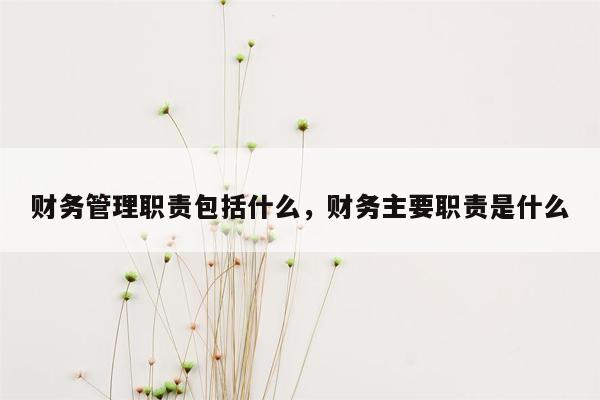 财务管理职责包括什么，财务主要职责是什么