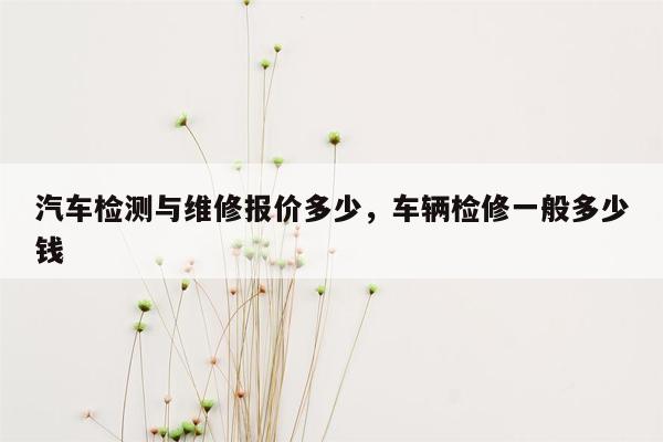 汽车检测与维修报价多少，车辆检修一般多少钱