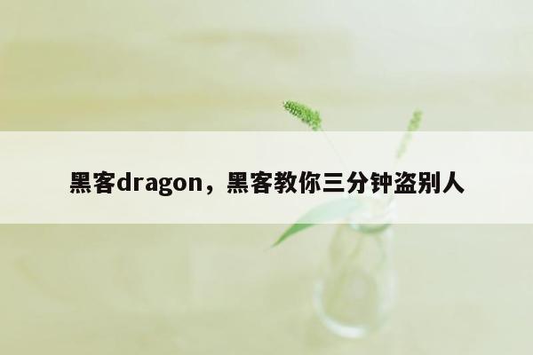 黑客dragon，黑客教你三分钟盗别人