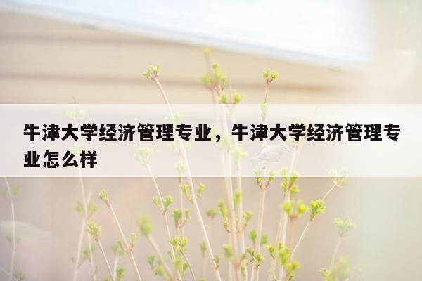 牛津大学经济管理专业，牛津大学经济管理专业怎么样