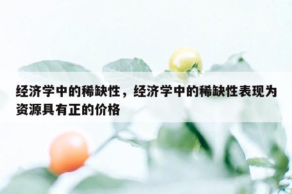 经济学中的稀缺性，经济学中的稀缺性表现为资源具有正的价格