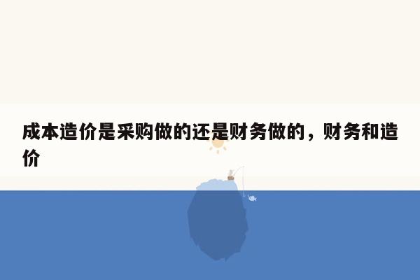 成本造价是采购做的还是财务做的，财务和造价