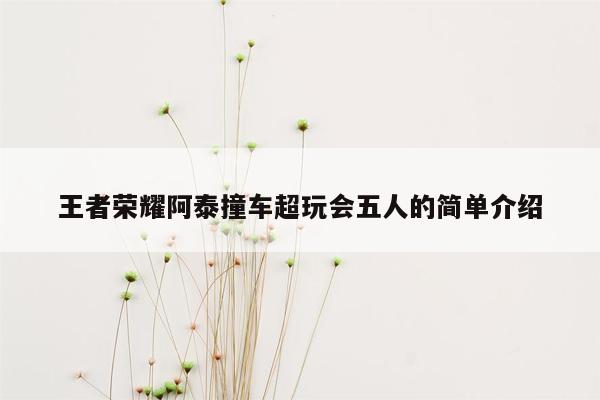 王者荣耀阿泰撞车超玩会五人的简单介绍