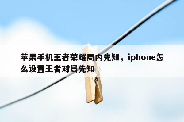 苹果手机王者荣耀局内先知，iphone怎么设置王者对局先知