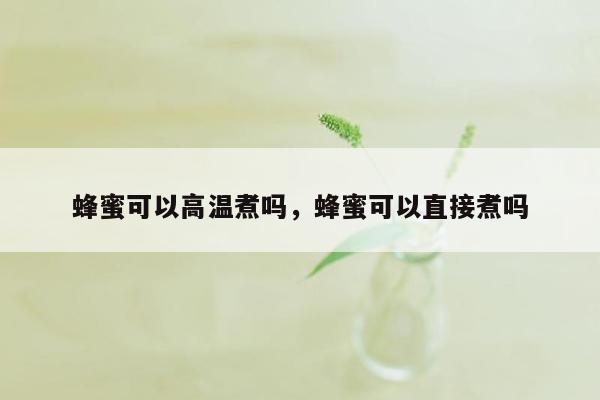 蜂蜜可以高温煮吗，蜂蜜可以直接煮吗