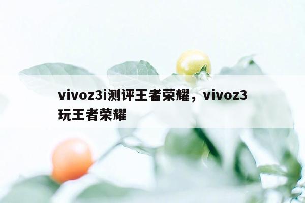 vivoz3i测评王者荣耀，vivoz3玩王者荣耀