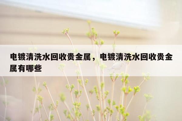 电镀清洗水回收贵金属，电镀清洗水回收贵金属有哪些