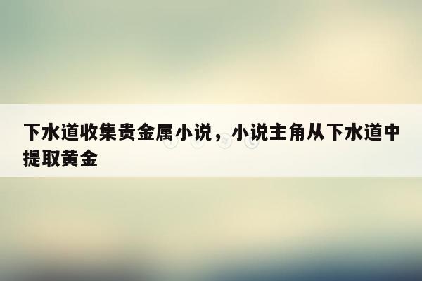 下水道收集贵金属小说，小说主角从下水道中提取黄金