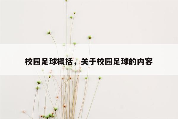 校园足球概括，关于校园足球的内容