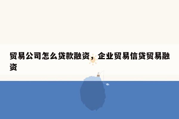 贸易公司怎么贷款融资，企业贸易信贷贸易融资