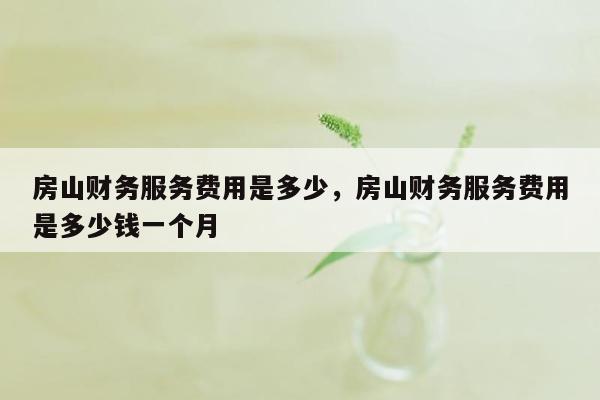 房山财务服务费用是多少，房山财务服务费用是多少钱一个月