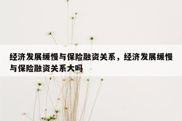 经济发展缓慢与保险融资关系，经济发展缓慢与保险融资关系大吗