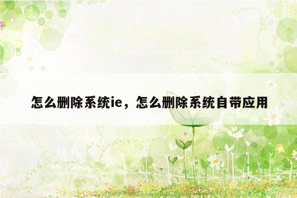 怎么删除系统ie，怎么删除系统自带应用