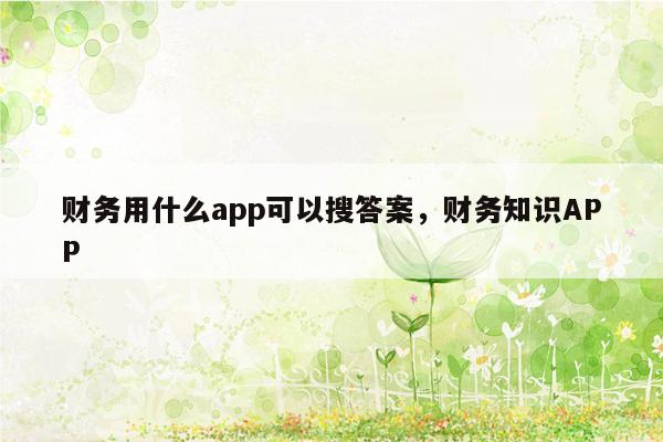 财务用什么app可以搜答案，财务知识APP