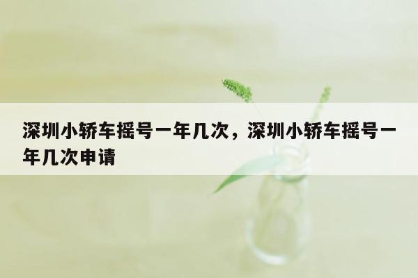 深圳小轿车摇号一年几次，深圳小轿车摇号一年几次申请