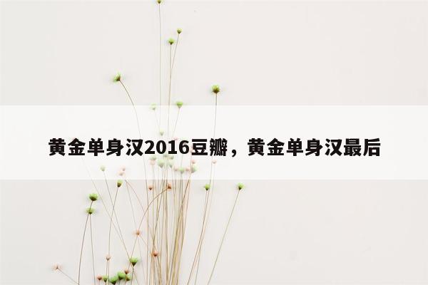 黄金单身汉2016豆瓣，黄金单身汉最后