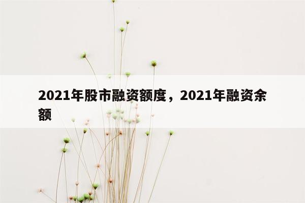 2021年股市融资额度，2021年融资余额