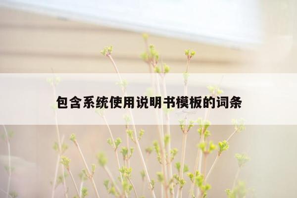 包含系统使用说明书模板的词条