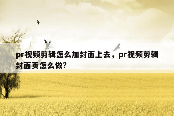 pr视频剪辑怎么加封面上去，pr视频剪辑封面页怎么做?