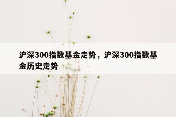 沪深300指数基金走势，沪深300指数基金历史走势