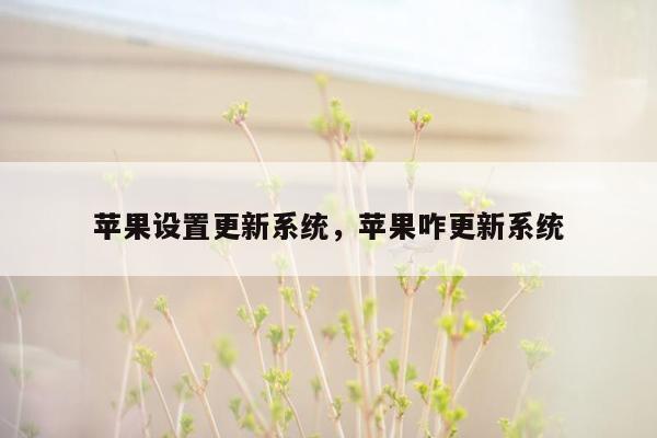 苹果设置更新系统，苹果咋更新系统